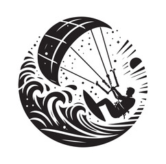 Fototapeta premium kitesurfing silhouette illustration icon vector