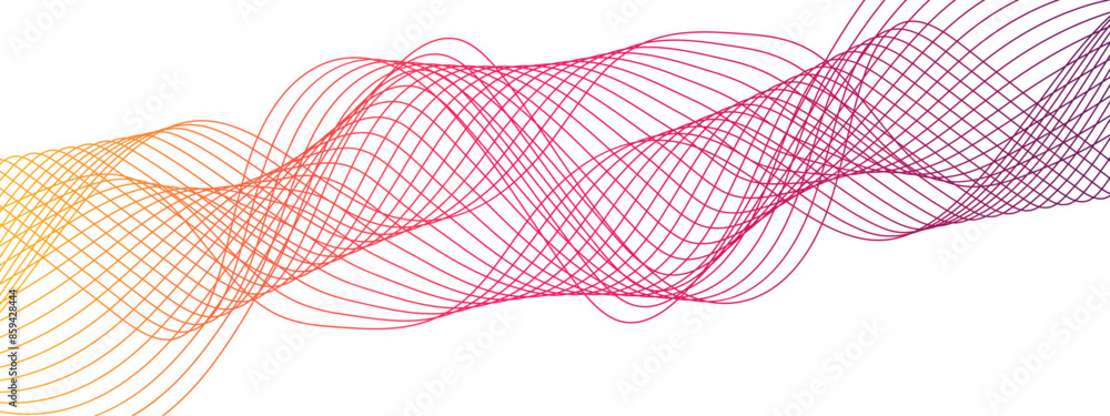 Leinwandbilder abstract futuristic blend pink and orange wavy tech lines with curved smooth stripes. wavy tech line