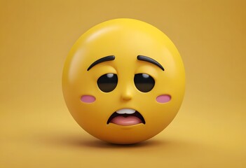 Fototapeta premium 3D Render of a Worried Yellow Emoji