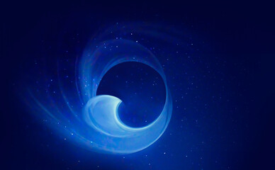 A circular pattern of swirling lines and shape, exuding a feeling of spirituality, night sky background
