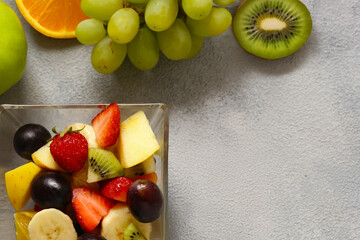 fruit salad with grapes and banana healthy eating