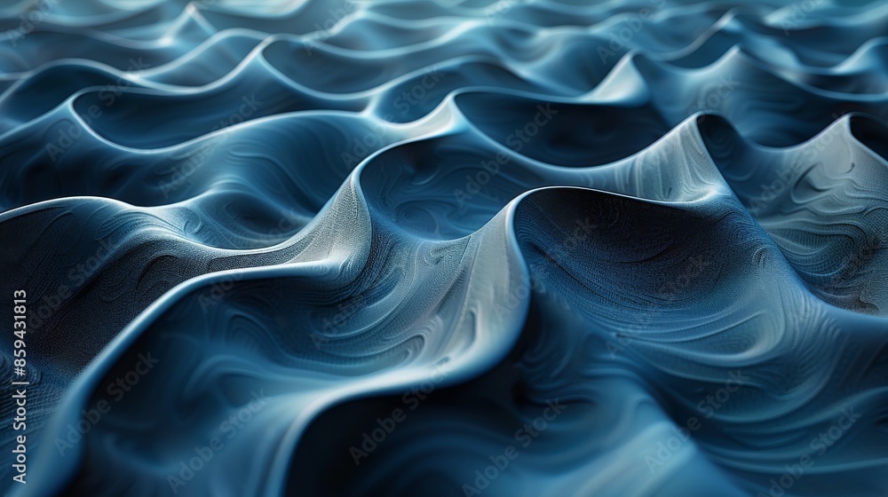 Aufkleber a mesmerizing image featuring abstract blue waves with intricate, smooth textures and subtle shading