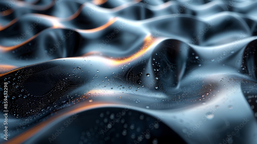 Aufkleber abstract representation of a smooth dark wave-like surface adorned with glossy reflections and scatt