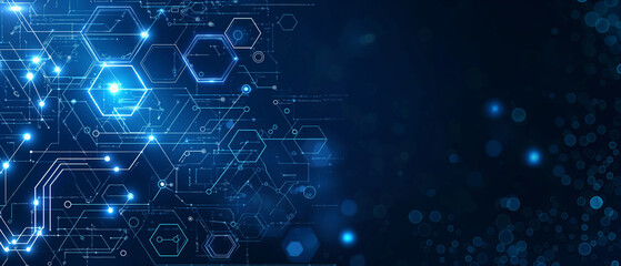 illustration of a white digital technology background with hexagons
