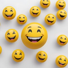 Fototapeta premium Smiling Emojis on a White Background