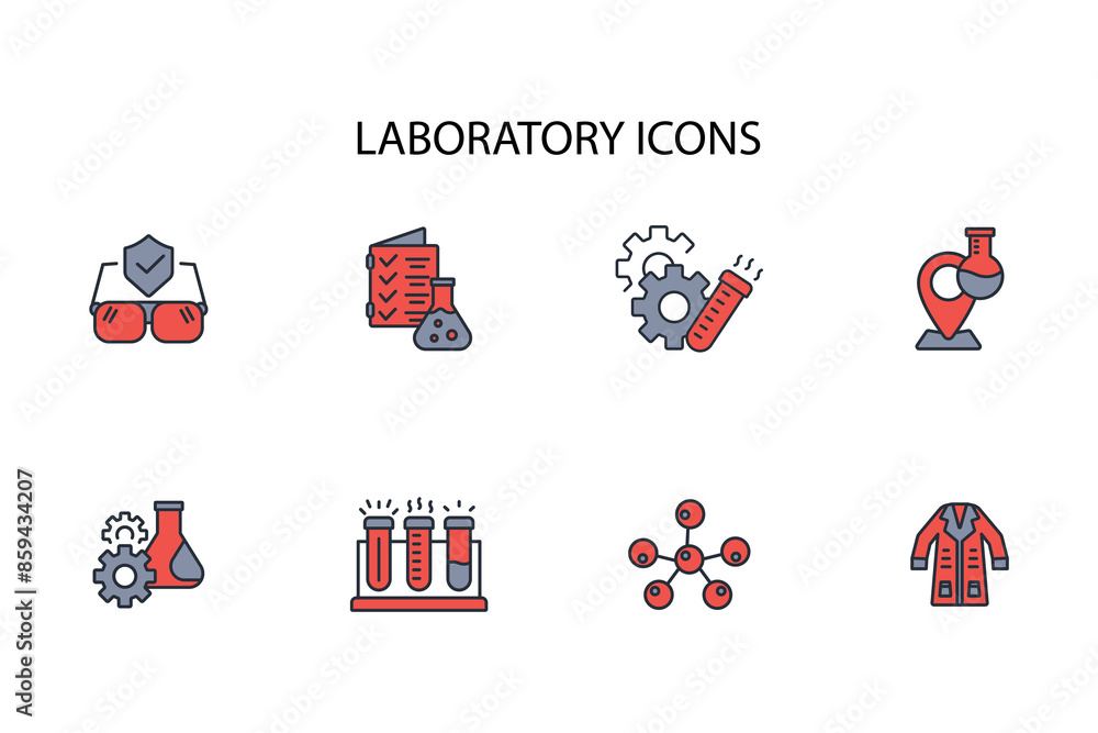 Poster laboratory icon set.vector.editable stroke.linear style sign for use web design,logo.symbol illustra
