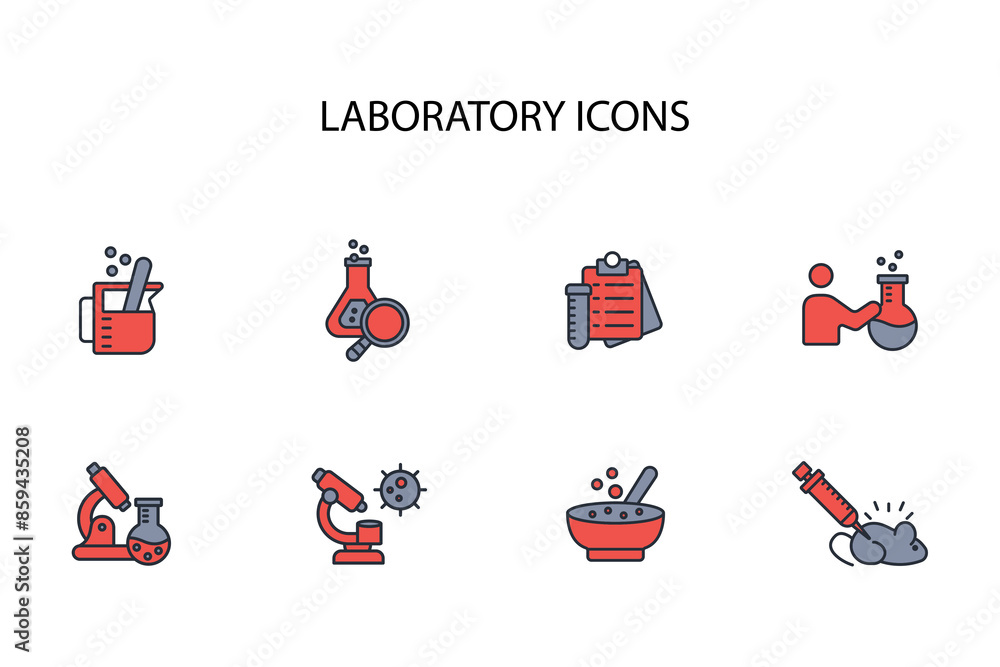 Poster laboratory icon set.vector.editable stroke.linear style sign for use web design,logo.symbol illustra