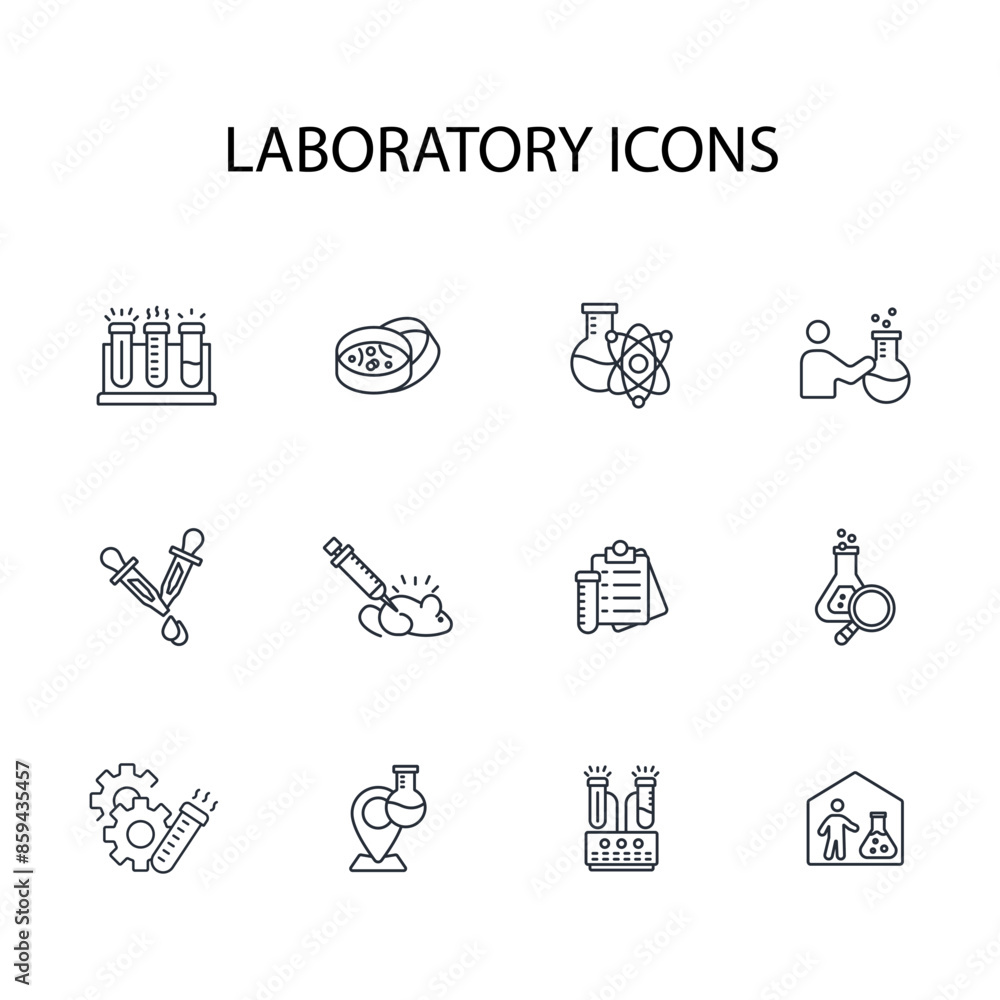 Poster laboratory icon set.vector.editable stroke.linear style sign for use web design,logo.symbol illustra