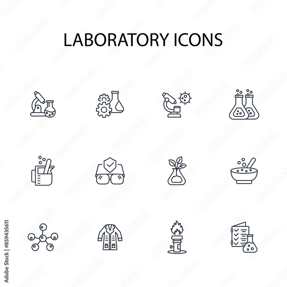 Poster laboratory icon set.vector.editable stroke.linear style sign for use web design,logo.symbol illustra