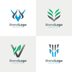 Colorful collection initial letter V logo design idea.