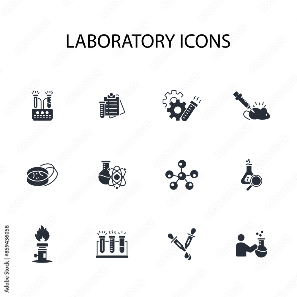 Poster laboratory icon set.vector.editable stroke.linear style sign for use web design,logo.symbol illustra