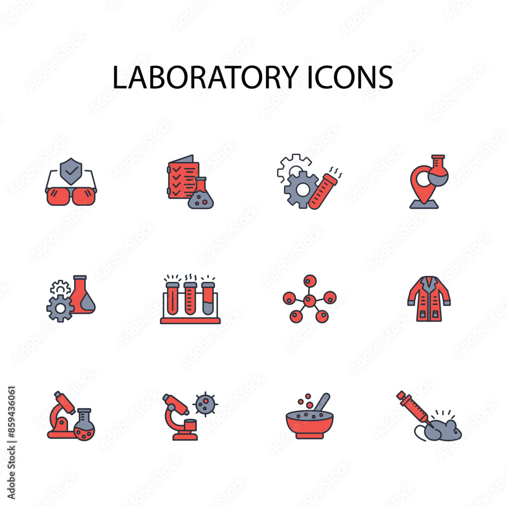 Poster laboratory icon set.vector.editable stroke.linear style sign for use web design,logo.symbol illustra
