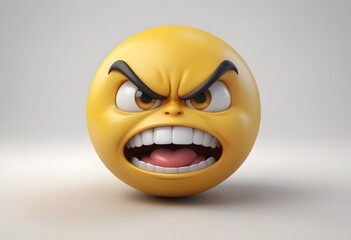 3D Rendering of an Angry Emoji