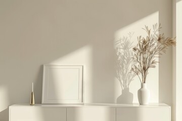 A picture frame sits atop a white dresser, ready to display a treasured memory