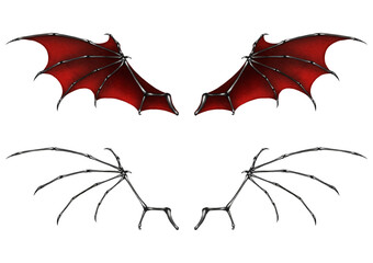 ベクター  悪魔の翼と骨組み　ハロウィン　仮装　コウモリ