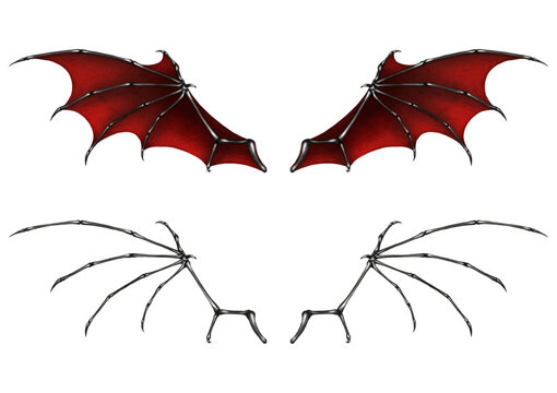 ベクター  悪魔の翼と骨組み　ハロウィン　仮装　コウモリ