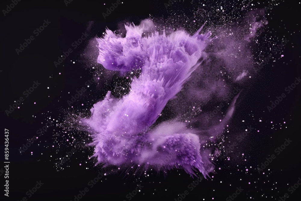 Aufkleber a vibrant purple powder explodes into the shape of the number 2, creating a visually striking image