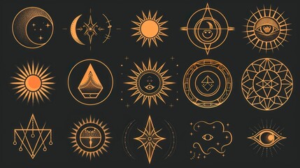 sun logo design templates and prints - abstract design elements for decoration in modern minimalist style