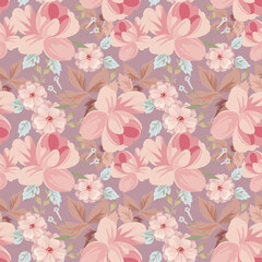 Beautiful Blooming blossom Ditsy floral garden vintage template season seamless pattern design