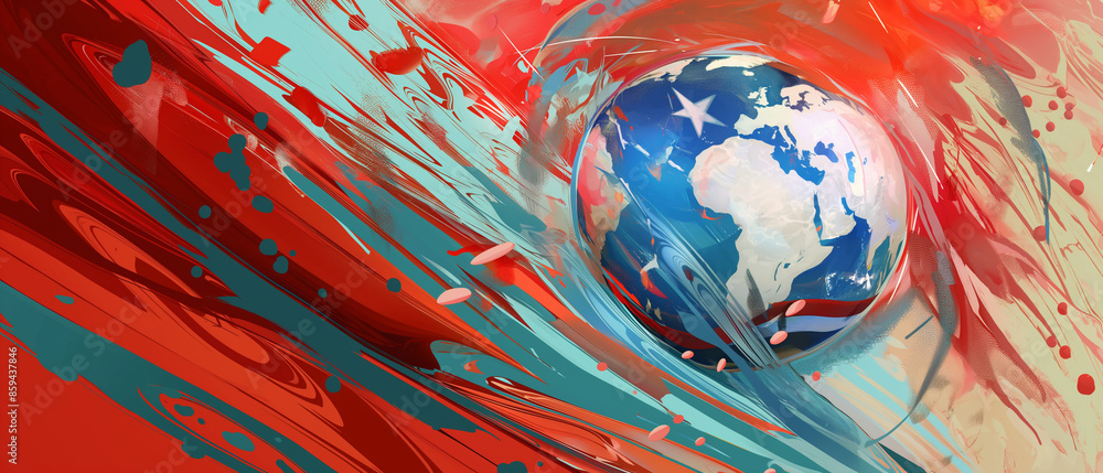 Poster usa flag style background with splashes