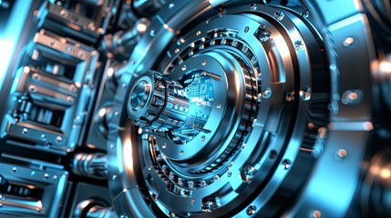 High-tech digital vault with multiple layers of security and encryption