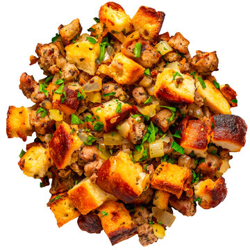 Sausage stuffing is isolated on a white background.