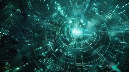Obraz premium Holographic representation of a secure network infrastructure with cyber defense systems