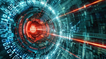 Fototapeta premium High-tech visualization of a cyber attack being blocked by advanced defense systems