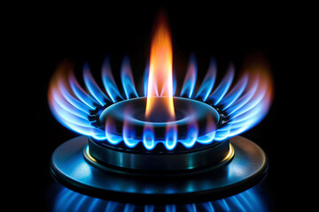 burning flame on black background