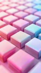 Fototapeta premium Abstract pattern of pastel pink and blue cubes.