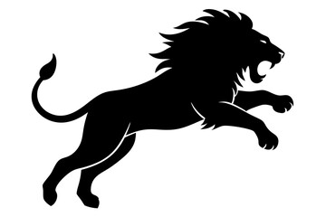 angry lion in a jump vector, silhouette, illustration, 