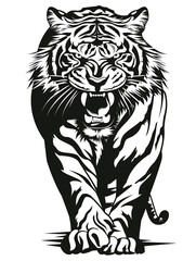 Obraz premium A tiger with its mouth open and teeth bared
