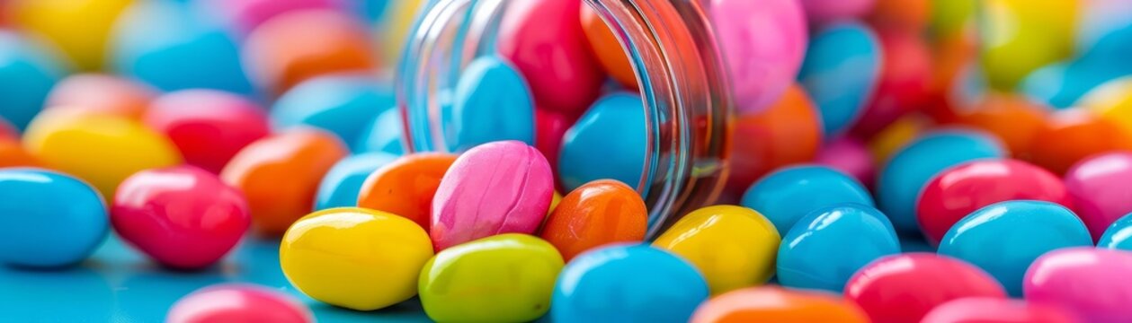 Close-up of colorful candy sticks on a wooden surface.
