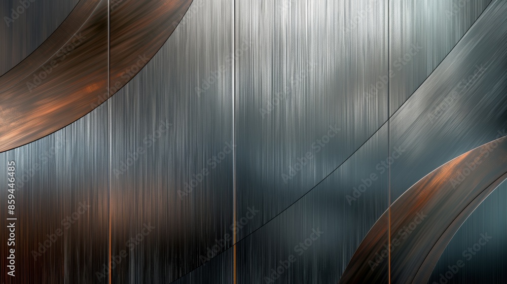 Wall mural A close-up of a metal panel with curved lines and a brushed texture