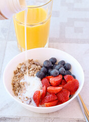 Blueberry, strawberry and no added sugar muesli