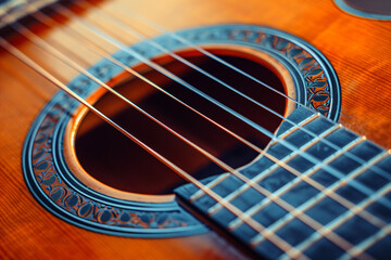 Obraz premium 6-string guitar close-up. Illustration for music albums, magazines, music schools, educational content