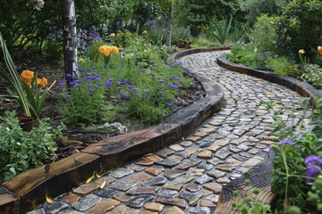 Obraz premium curved garden paths that create a sense of flow and movement, using natural materials and thoughtful layouts to enhance your landscape design.