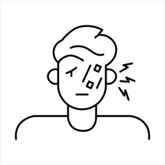 Eye injuries line color icon. Household injuries sign for web page