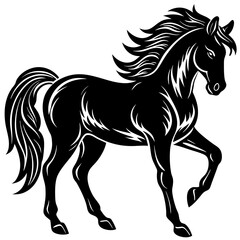 Big horse silhouette hind legs vector illustration design