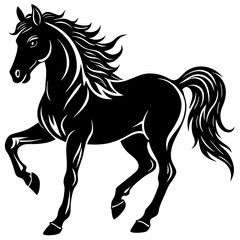 Big horse silhouette hind legs vector illustration design