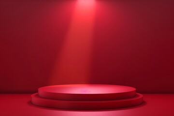 Red Podium with Spotlight Illumination