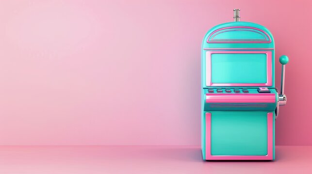 A colorful and vibrant rainbow-themed casino slot machine, with minimalistic design elements that emphasize the excitement and energy of gambling. The image offers ample copy space for customization.