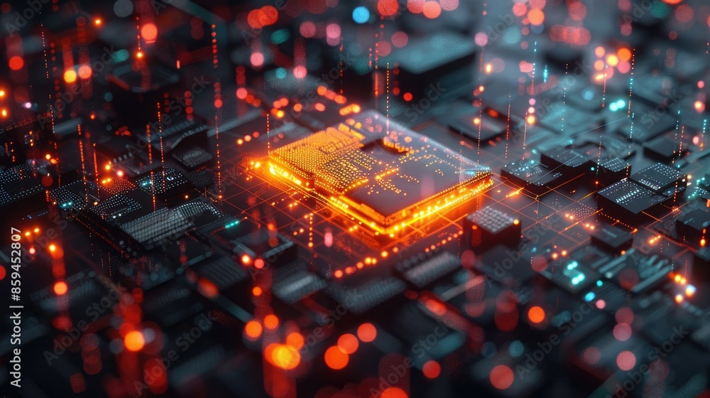 Aufkleber A modern and sleek CGI render of a digital wallet surrounded by a network of colorful, glowing cryptocurrency symbols. 