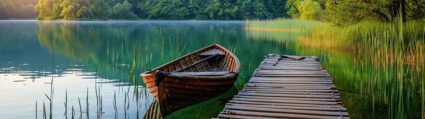 Naklejka premium boat on the lake