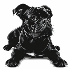 Obraz premium A black and white drawing of a bulldog dog