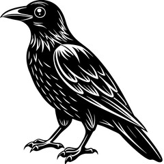 Spooky silhouette of Halloween Crow - vector illustration