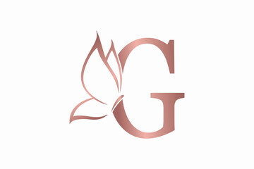 butterfly logo design with letter g consept premium vektor