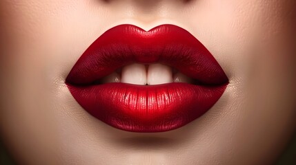 Captivating Crimson Lips:A Sensual Portrait of Beauty and Elegance