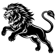 Naklejka premium Silhouette of Courage, Brave and Power Lion