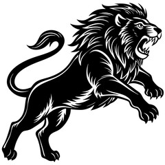 Obraz premium Silhouette of Courage, Brave and Power Lion